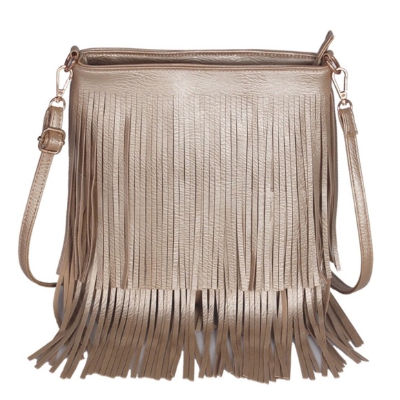 Handbags - 🌞 The Lulu Golden Fringe Vegan Leather Handbag